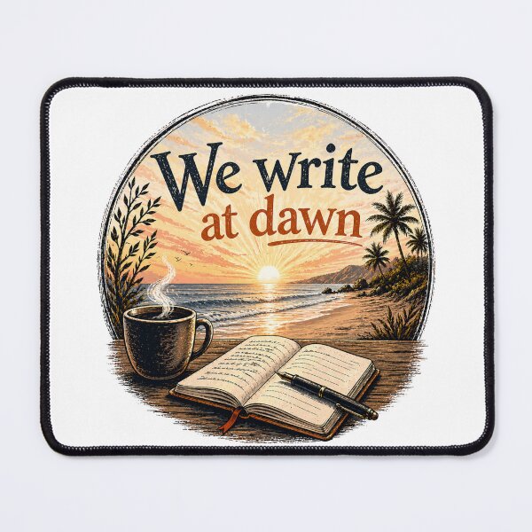 Item preview, We Write at Dawn - Beach designed and sold by WaywardWillowCo.