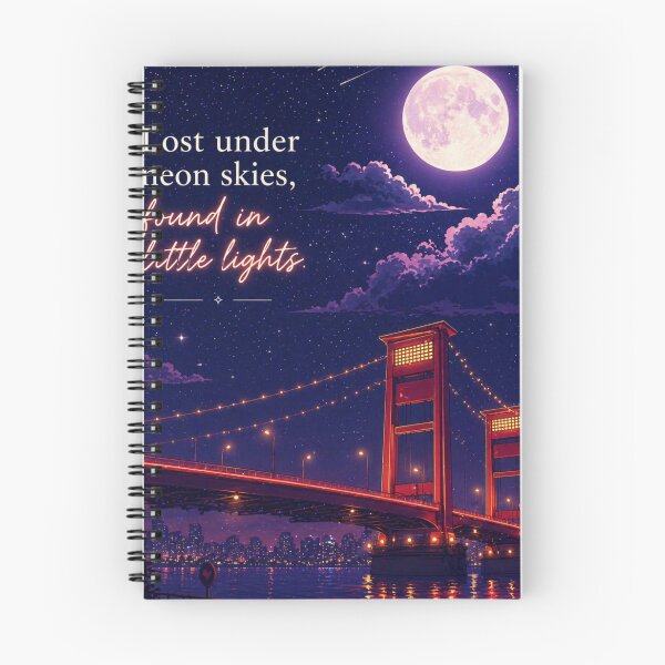 Item preview, Lost Under Neon Skies Aesthetic Quote Art | City Night Lights Illustration | Dreamy Urban Poster designed and sold by NA-art725.