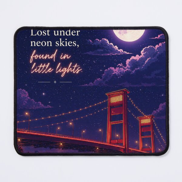 Item preview, Lost Under Neon Skies Aesthetic Quote Art | City Night Lights Illustration | Dreamy Urban Poster designed and sold by NA-art725.