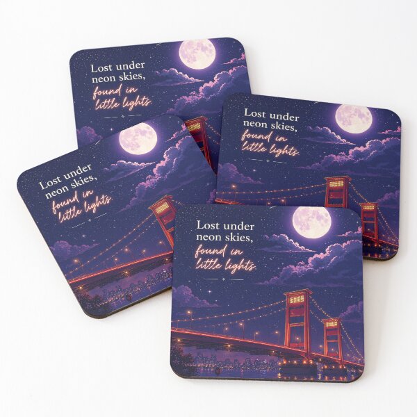 Item preview, Lost Under Neon Skies Aesthetic Quote Art | City Night Lights Illustration | Dreamy Urban Poster designed and sold by NA-art725.