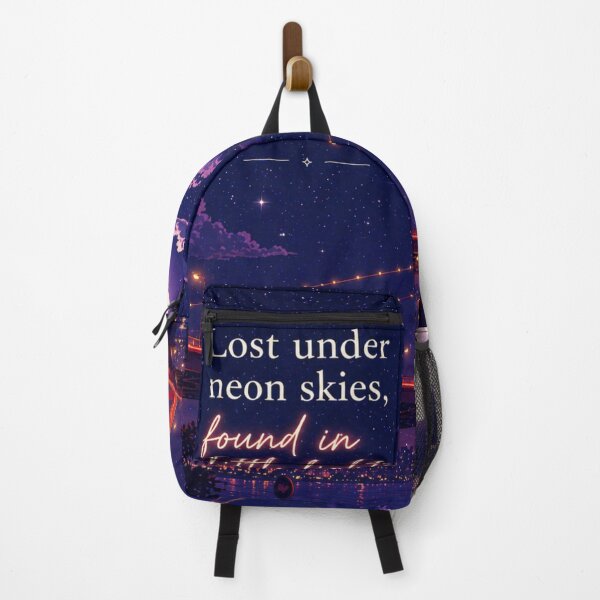 Item preview, Lost Under Neon Skies Aesthetic Quote Art | City Night Lights Illustration | Dreamy Urban Poster designed and sold by NA-art725.