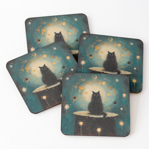 Item preview, The Séance — Gothic Black Cat Art Print designed and sold by Mourne & Dusk.