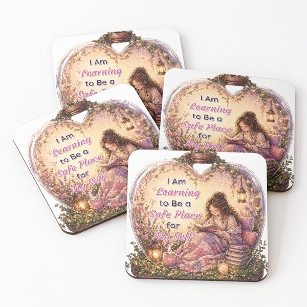 Item preview, I Am Learning to Be a Safe Place for Myself | Self Love Quote | Cozy Book Girl Aesthetic | Mental Health & Healing Art designed and sold by PromptCoreNexus.