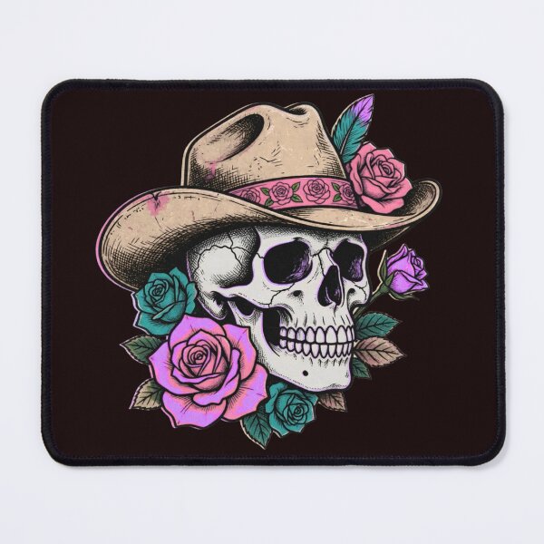 Item preview, Floral Skull Cowboy – Vintage Western Rose Style Tee designed and sold by JAMESAMORN.