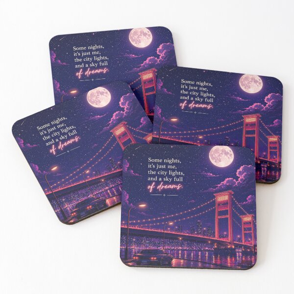 Item preview, Some Nights It’s Just Me Aesthetic Quote Art | City Lights & Moon Illustration | Lonely Night Vibes designed and sold by NA-art725.