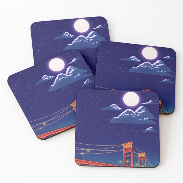 Item preview, Aesthetic Night City Bridge Illustration | Moonlight Skyline Art | Dreamy Urban Landscape designed and sold by NA-art725.