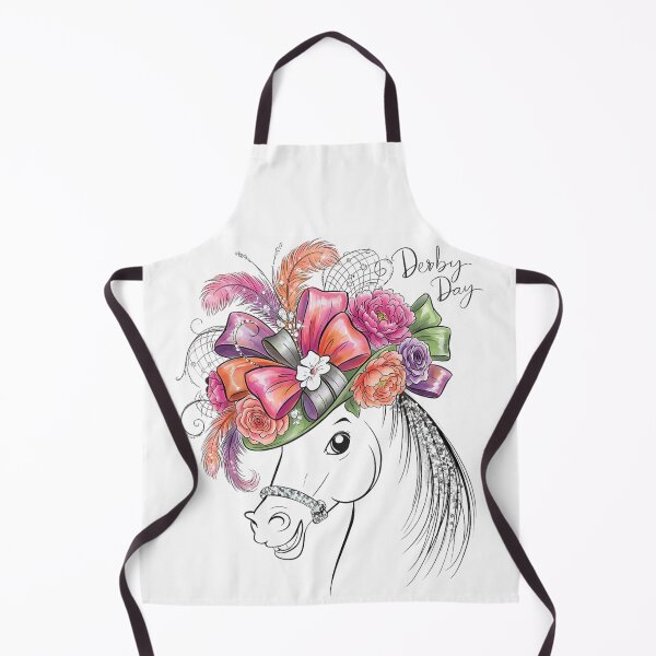 Item preview, Elegant Derby Day Horse Wearing Floral Fascinator Hat and Pink Feathers designed and sold by StuZabine.