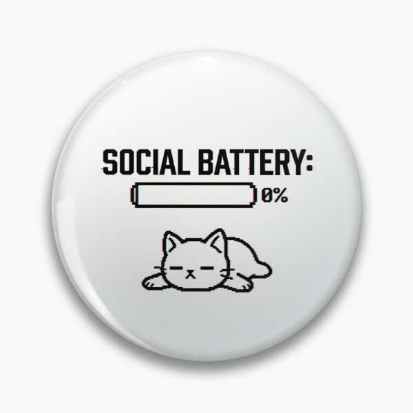 Item preview, Social Battery 0% - Cute Exhausted Cat Gamer Sticker designed and sold by designerr23 ⭐⭐⭐⭐⭐.