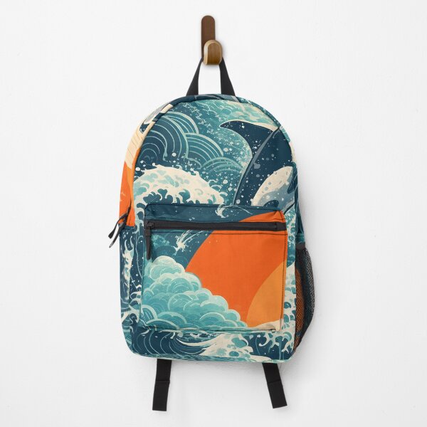 Item preview, Great Orca Wave - Japanese Ukiyo-e Style Sunset Art designed and sold by RumiRogue.