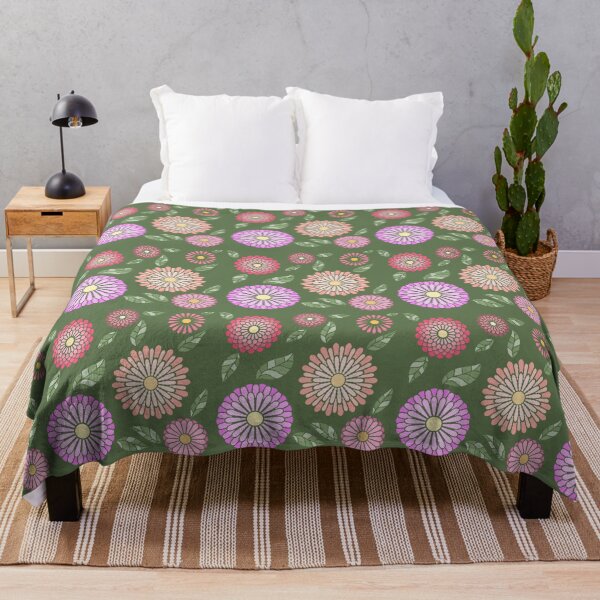 Item preview, Stenciled Pink Floral on Green  designed and sold by JaygiesDesign.