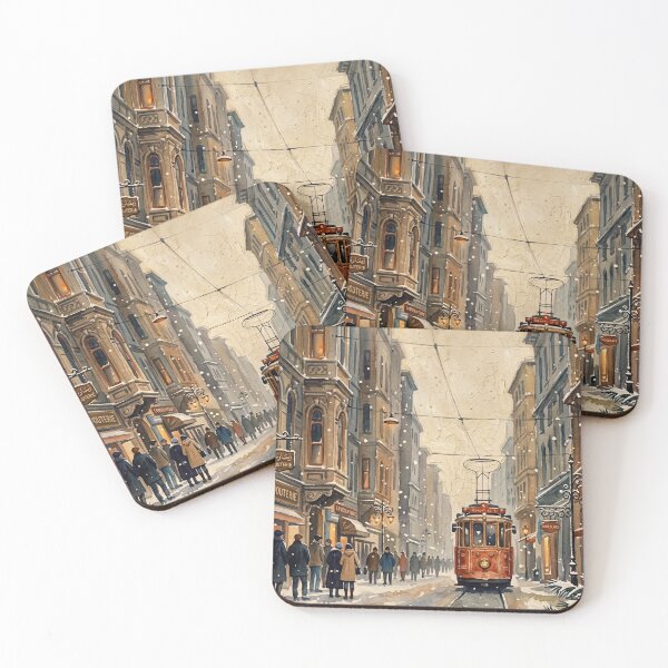 Item preview, Cozy Winter City Street Poster designed and sold by STTrillionTEES.