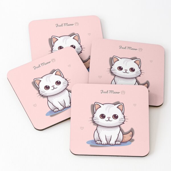 Artikelvorschau, Niedliches Katzen-Design „Just Meow“ – Weißes Kätzchen in zartem Rosa mit Herzen und Pfotenabdruck entworfen und verkauft von lunadesignsmoon.