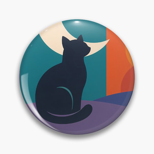 Item preview, Cat Silhouette with Crescent Moon and Sunset Forms designed and sold by InkSmithery.