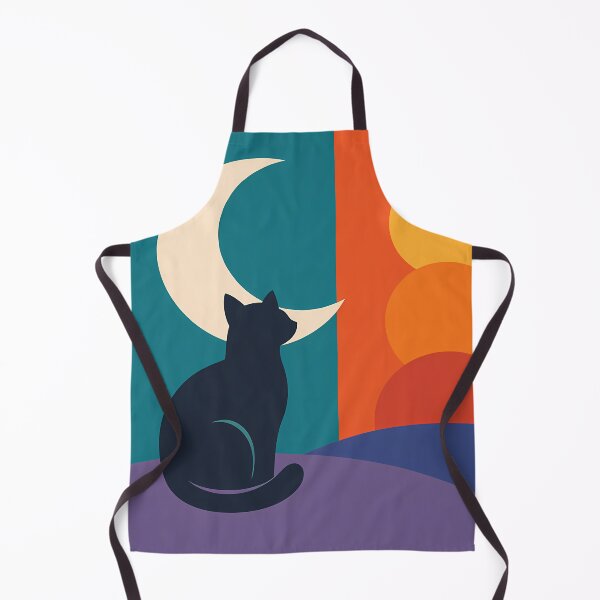 Item preview, Cat Silhouette with Crescent Moon and Sunset Forms designed and sold by InkSmithery.