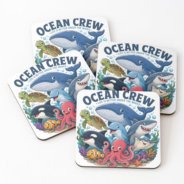 Item preview, Ocean Crew – Cute Cartoon Sea Animals T-Shirt Design designed and sold by MWSailingClub.