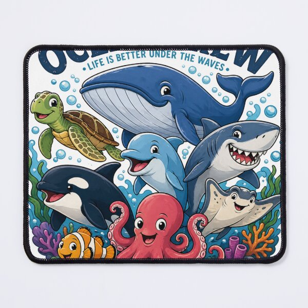 Item preview, Ocean Crew – Cute Cartoon Sea Animals T-Shirt Design designed and sold by MWSailingClub.