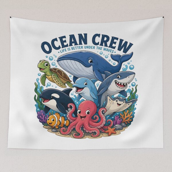 Item preview, Ocean Crew – Cute Cartoon Sea Animals T-Shirt Design designed and sold by MWSailingClub.