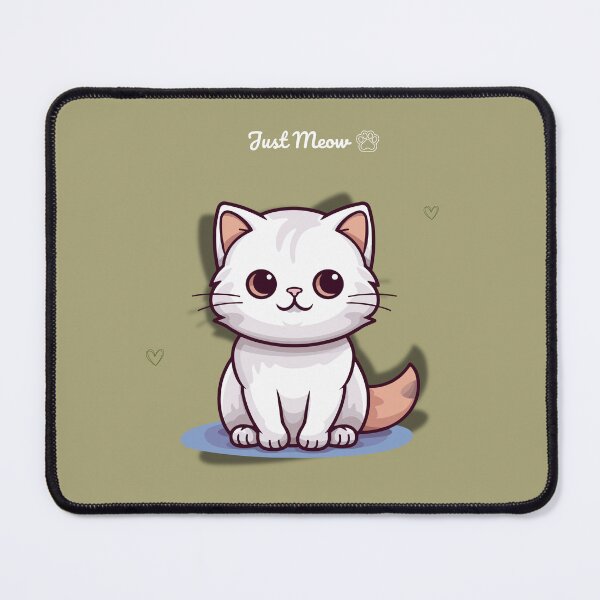 Item preview, Just Meow Cute Cat Design – White Kitten Sage Green Aesthetic with Hearts and Paw Print designed and sold by lunadesignsmoon.