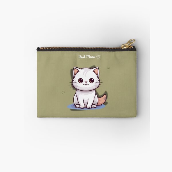 Item preview, Just Meow Cute Cat Design – White Kitten Sage Green Aesthetic with Hearts and Paw Print designed and sold by lunadesignsmoon.