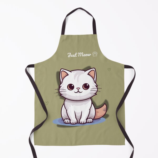 Item preview, Just Meow Cute Cat Design – White Kitten Sage Green Aesthetic with Hearts and Paw Print designed and sold by lunadesignsmoon.