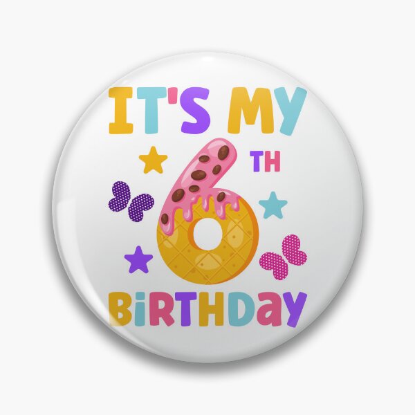 Item preview, It’s My 6th Birthday – Donut Party Stars Butterflies Design designed and sold by EmeraldeaArt.