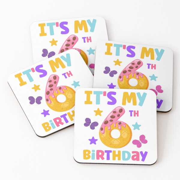 Item preview, It’s My 6th Birthday – Donut Party Stars Butterflies Design designed and sold by EmeraldeaArt.