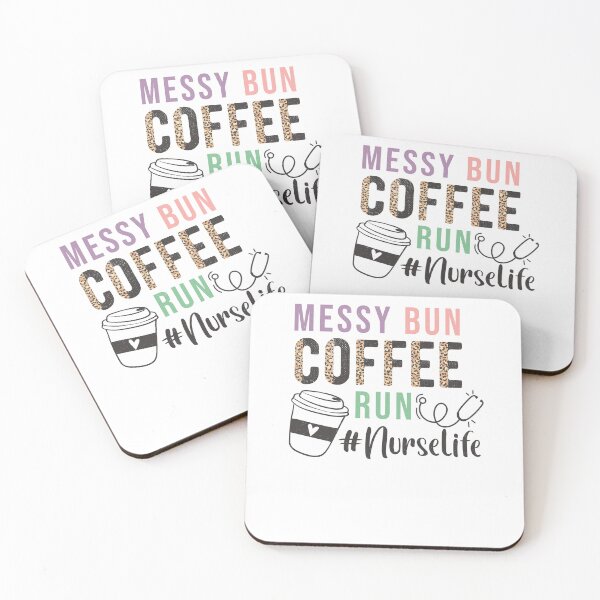 Item preview, Messy Bun Coffee Run Nurse Life Leopard designed and sold by krystalRomanart.