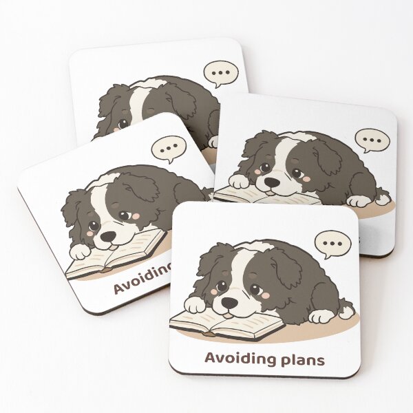 Item preview, Avoiding Plans Kawaii Border Collie Introvert Design designed and sold by MJ ART.