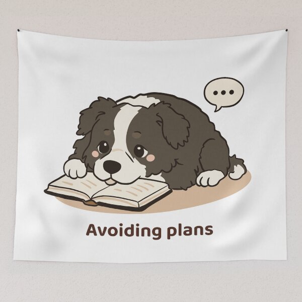 Item preview, Avoiding Plans Kawaii Border Collie Introvert Design designed and sold by MJ ART.