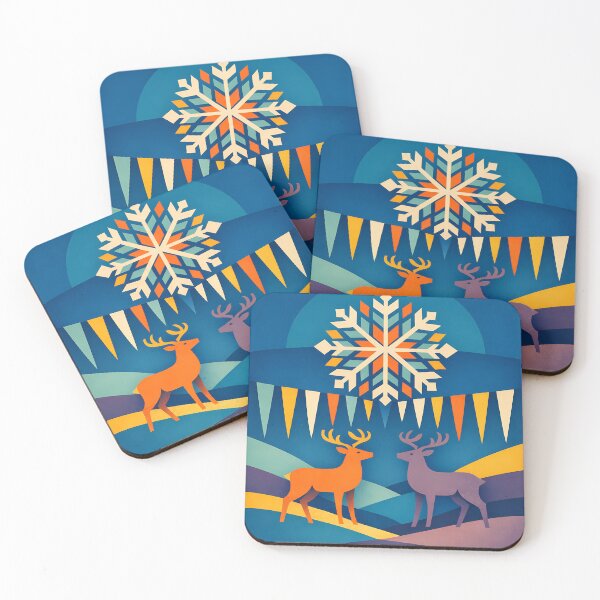 Item preview, Nordic Snowflake Deer in Winter Hills designed and sold by InkSmithery.