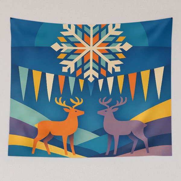 Item preview, Nordic Snowflake Deer in Winter Hills designed and sold by InkSmithery.