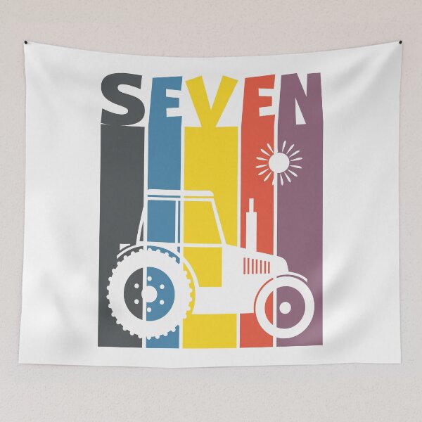 Item preview, 7th Birthday Tractor Boy – Colorful Stripes Farm Truck Design designed and sold by EmeraldeaArt.