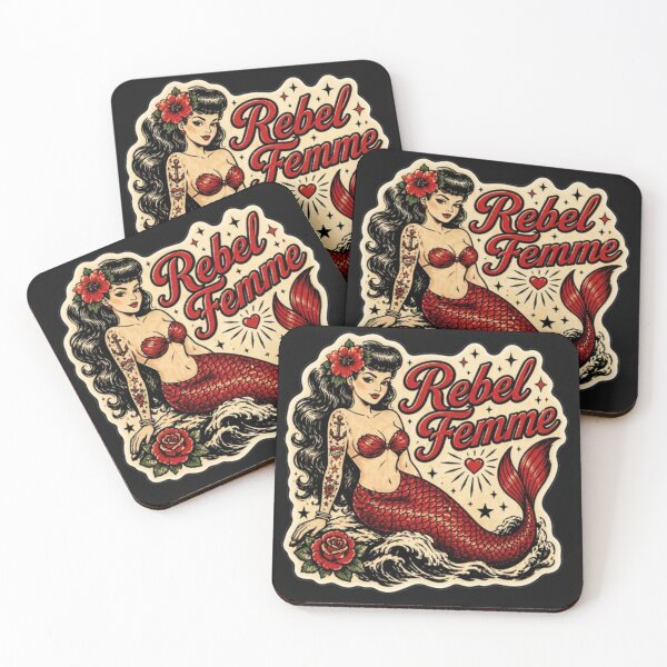 Item preview, Rebel Femme Mermaid  Vintage Pin-Up Tattoo Style Retro Siren designed and sold by Rebel Femme Studio.