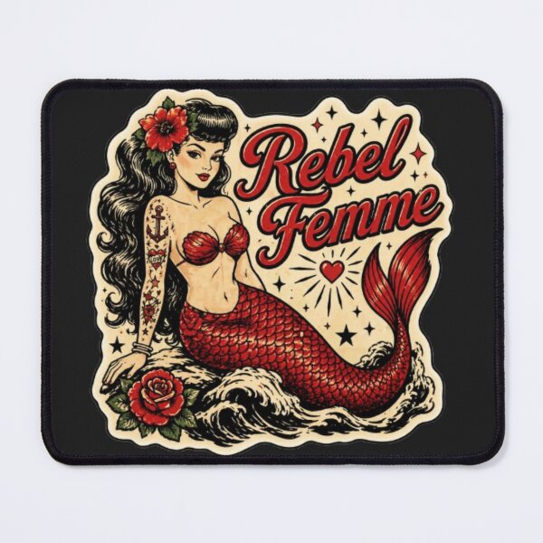 Item preview, Rebel Femme Mermaid  Vintage Pin-Up Tattoo Style Retro Siren designed and sold by Rebel Femme Studio.