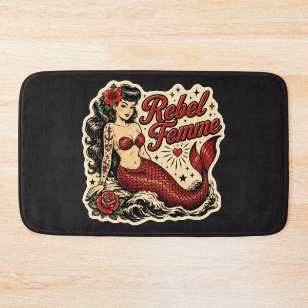 Item preview, Rebel Femme Mermaid  Vintage Pin-Up Tattoo Style Retro Siren designed and sold by Rebel Femme Studio.