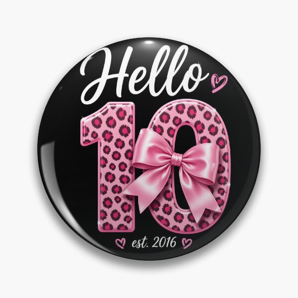 Item preview, Hello 10 Birthday Shirt – 10th Birthday Girl Gift – Leopard Bow Age 10 designed and sold by THREE LITTLE BEANS.