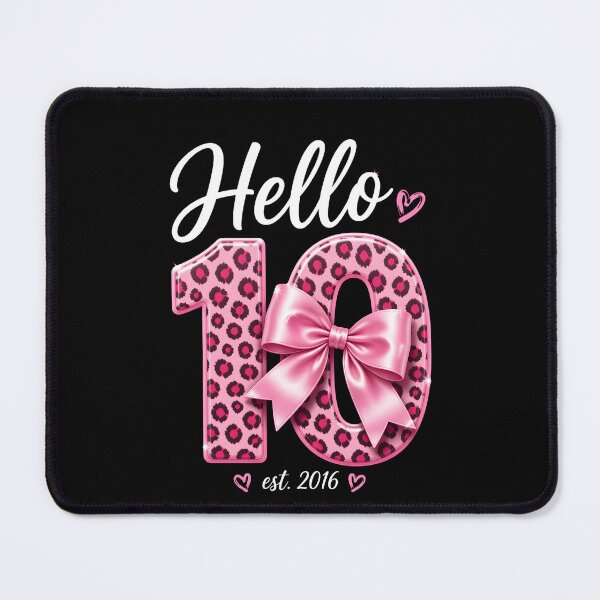 Item preview, Hello 10 Birthday Shirt – 10th Birthday Girl Gift – Leopard Bow Age 10 designed and sold by THREE LITTLE BEANS.