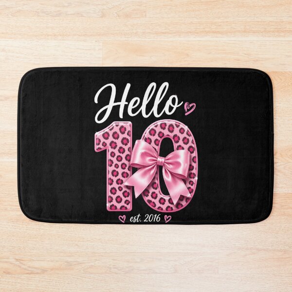 Item preview, Hello 10 Birthday Shirt – 10th Birthday Girl Gift – Leopard Bow Age 10 designed and sold by THREE LITTLE BEANS.