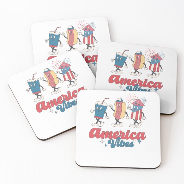 Item preview, America Vibes Hot Dog Soda Firework Retro Cartoon designed and sold by krystalRomanart.