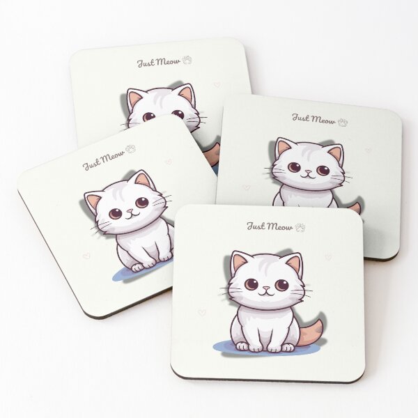 Item preview, Just Meow Cute Cat Design – White Kitten Beige Aesthetic with Hearts and Paw Print designed and sold by lunadesignsmoon.