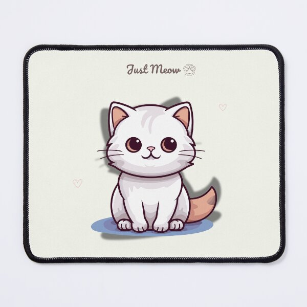 Item preview, Just Meow Cute Cat Design – White Kitten Beige Aesthetic with Hearts and Paw Print designed and sold by lunadesignsmoon.