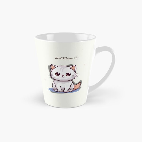Item preview, Just Meow Cute Cat Design – White Kitten Beige Aesthetic with Hearts and Paw Print designed and sold by lunadesignsmoon.