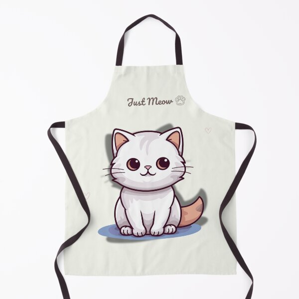 Item preview, Just Meow Cute Cat Design – White Kitten Beige Aesthetic with Hearts and Paw Print designed and sold by lunadesignsmoon.