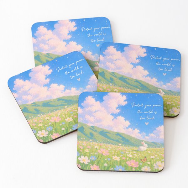 Item preview, Protect Your Peace Aesthetic Quote Art | Cute Bunny Meadow Illustration | Calm Nature Design designed and sold by NA-art725.