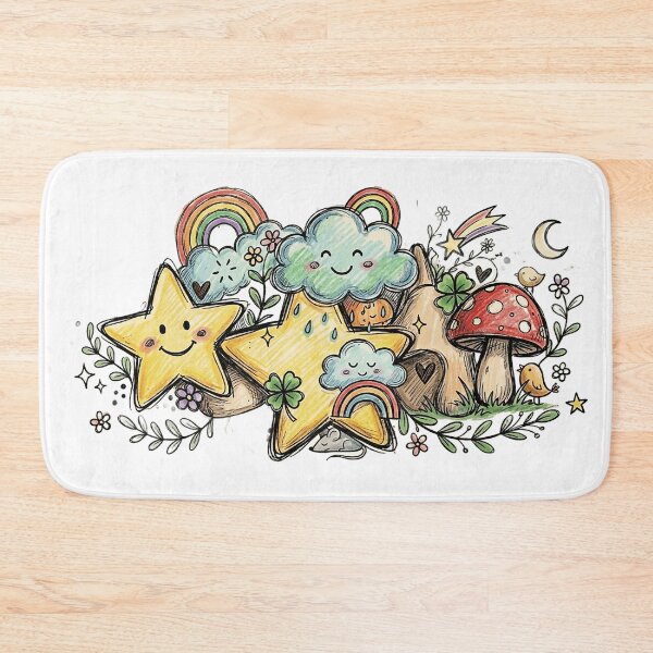 Item preview, Happy Stars and Rainbow Whimsical Nature Doodle designed and sold by rygenr8.