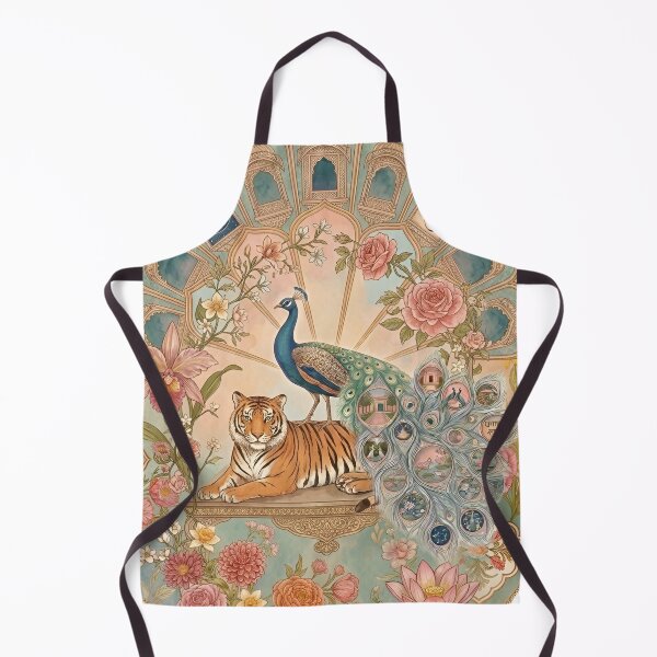 Item preview, Royal Rajput Tiger and Peacock Floral Emblem designed and sold by RajRang.