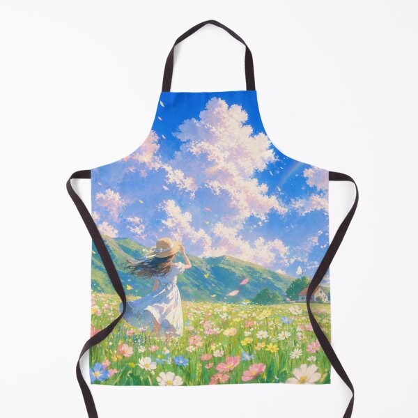 Item preview, Aesthetic Meadow Girl Illustration | Dreamy Rainbow Landscape | Cottagecore Anime Art designed and sold by NA-art725.