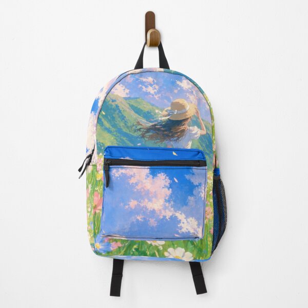 Item preview, Aesthetic Meadow Girl Illustration | Dreamy Rainbow Landscape | Cottagecore Anime Art designed and sold by NA-art725.