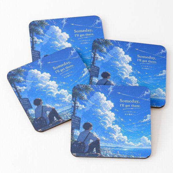 Item preview, Someday I’ll Get There Aesthetic Quote Art | Dreamy Sky Anime Illustration | City View Scene designed and sold by NA-art725.