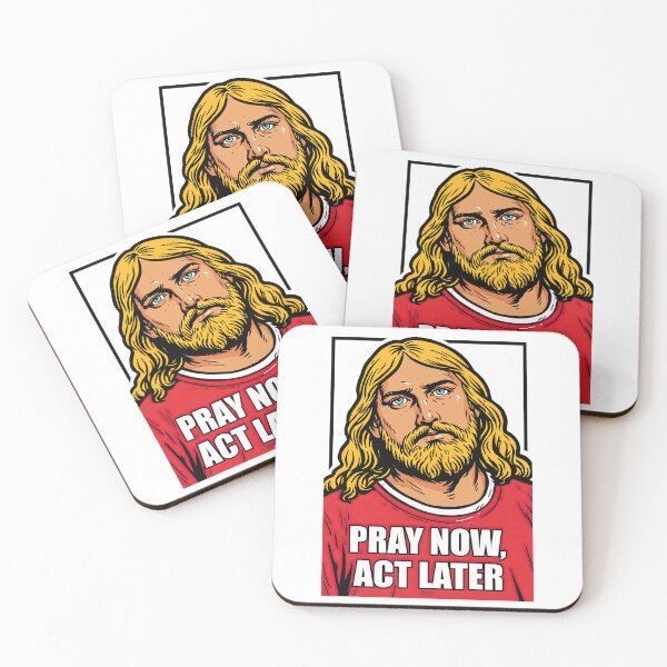 Item preview, Pray Now Act Later Jesus Red Background designed and sold by Piotrek0001.